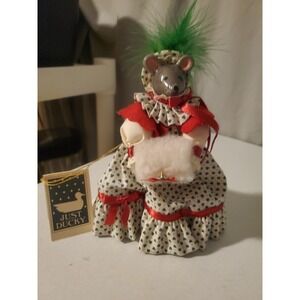 Vintage 1983 Just Ducky Christmas Mouse Figurine -